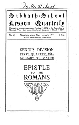 Sabbath School Lesson Quarterly | January 1, 1914