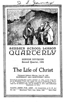 Sabbath School Quarterly | April 1, 1926