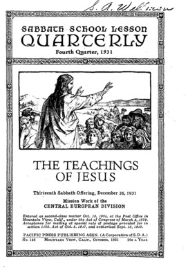 Sabbath School Quarterly | October 1, 1931