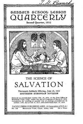 Sabbath School Quarterly | April 1, 1932