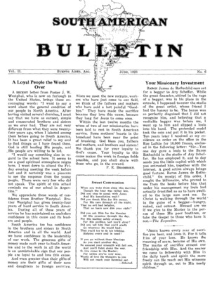 South American Bulletin | June 1, 1926