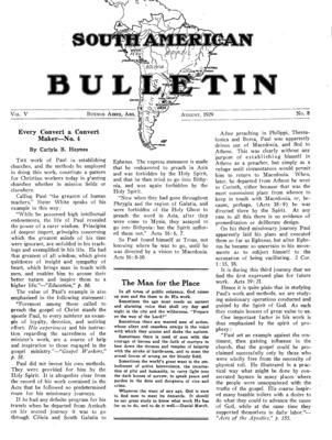 South American Bulletin | August 1, 1929