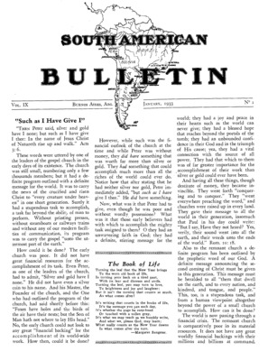 South American Bulletin | January 1, 1933