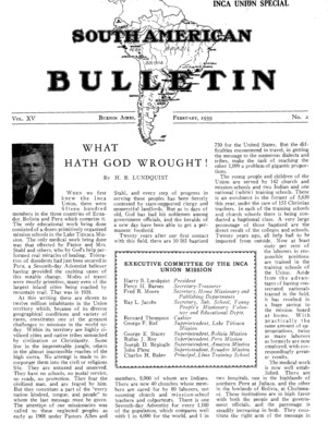 South American Bulletin | February 1, 1939