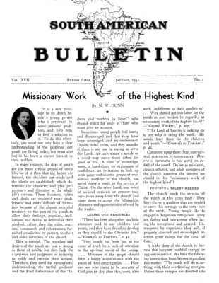 South American Bulletin | January 1, 1941