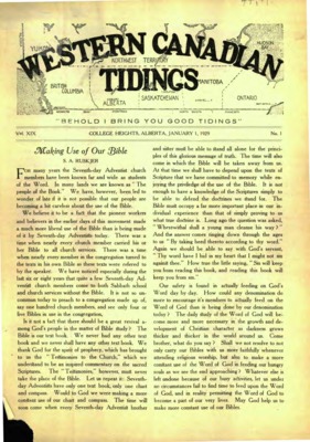 Western Canadian Tidings | January 1, 1929