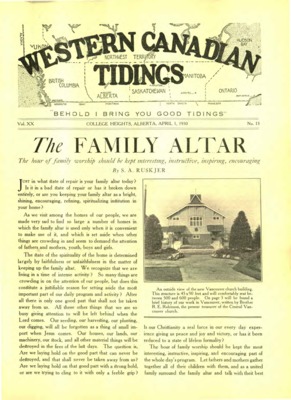 Western Canadian Tidings | April 1, 1930