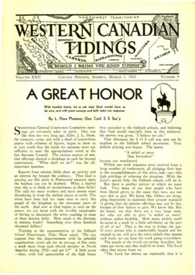 Western Canadian Tidings | March 1, 1932