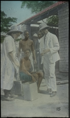 Archie Tonge and Ina Moore at the dispensary in Angola