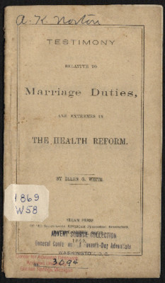 Testimony Relative to Marriage Duties, and Extremes in the Health Reform