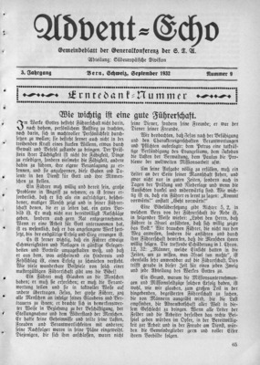 Advent Echo | September 1, 1932