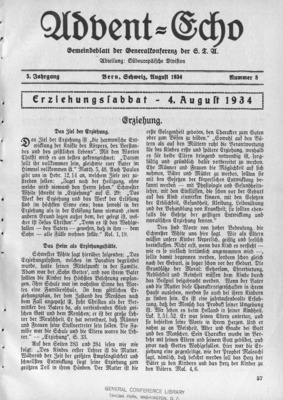 Advent Echo | August 1, 1934