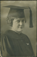 Mabel A. Hinkhouse in cap and gown, probably from her graduation from Union College
