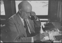 Edward Sutherland on the telephone at Madison College