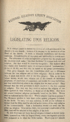 Legislating Upon Religion