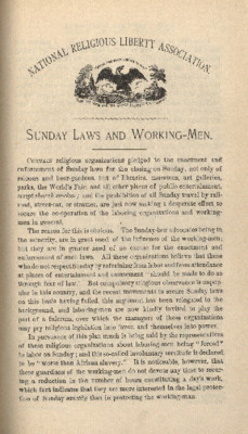 Sunday Laws And Working-Men