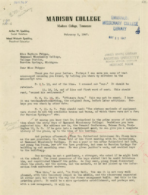 Arthur Spaulding to Barbara Phipps - 5 February 1947