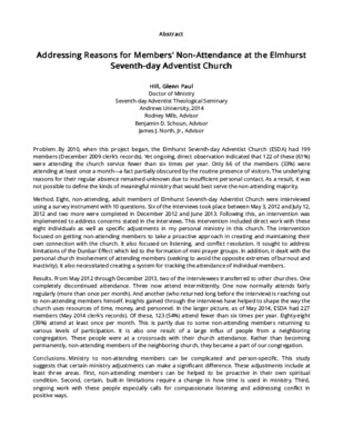 Addressing Reasons for Members' Non-Attendance at the Elmhurst Seventh-day Adventist Church