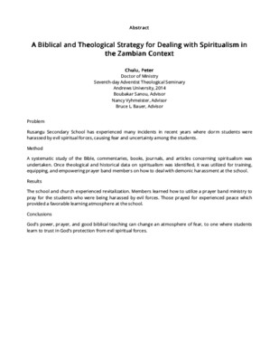 A Biblical and Theological Strategy for Dealing with Spiritualism in the Zambian Context