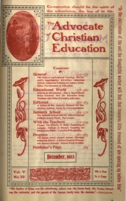 The Advocate of Christian Education | December 1, 1903