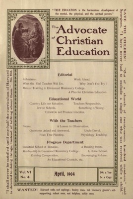 The Advocate of Christian Education | April 1, 1904