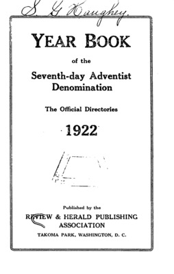 Seventh-day Adventist Yearbook | January 1, 1922