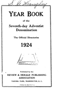 Seventh-day Adventist Yearbook | January 1, 1924