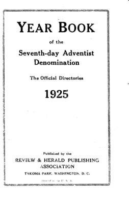 Seventh-day Adventist Yearbook | January 1, 1925