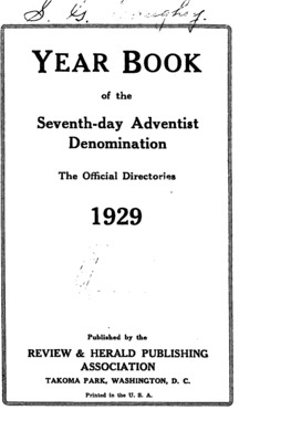 Seventh-day Adventist Yearbook | January 1, 1929