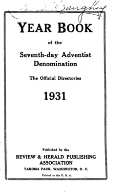 Seventh-day Adventist Yearbook | January 1, 1931
