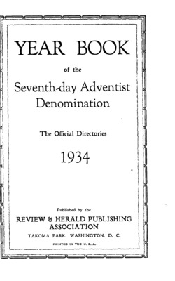Seventh-day Adventist Yearbook | January 1, 1934