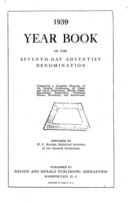Seventh-day Adventist Yearbook | January 1, 1939