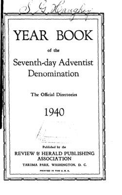Seventh-day Adventist Yearbook | January 1, 1940