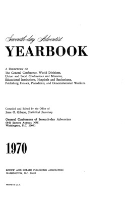 Seventh-day Adventist Yearbook | January 1, 1970